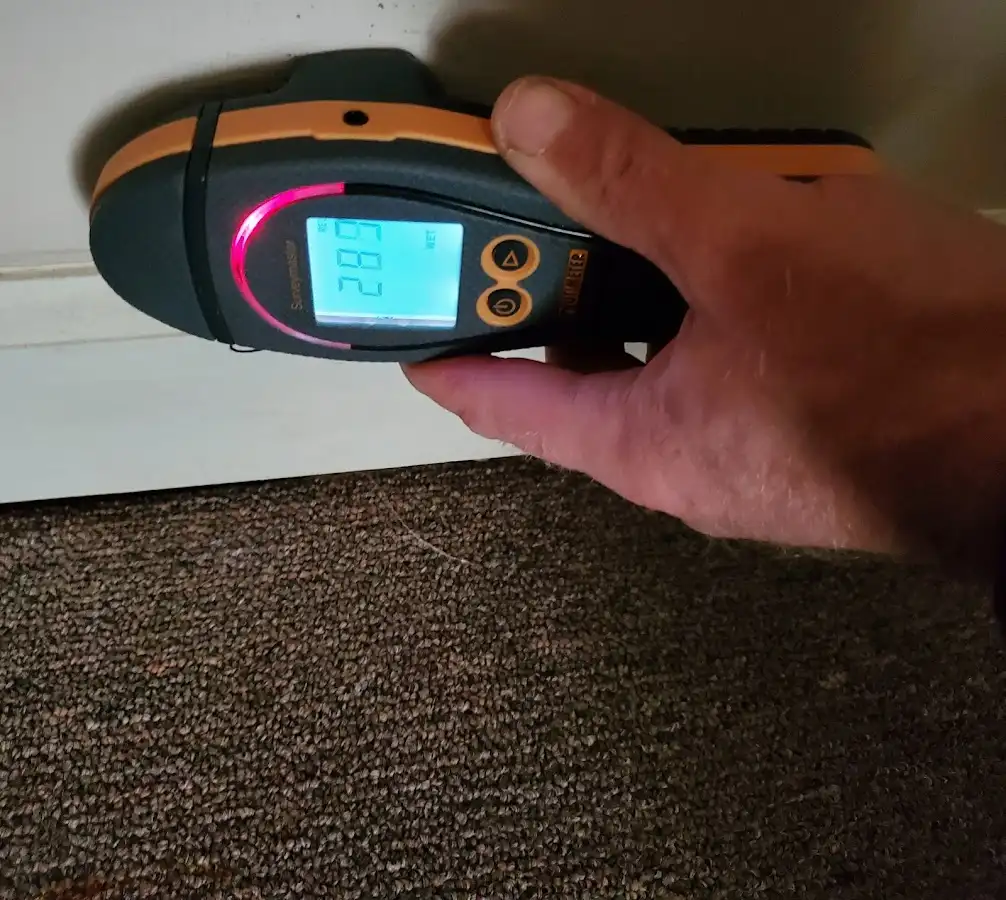 Moisture detection at baseboard during Burst Pipe Cleanup in Richmond West
